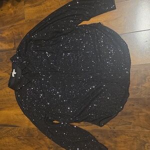 Sparkly Sequin Button Down Top Runs Large